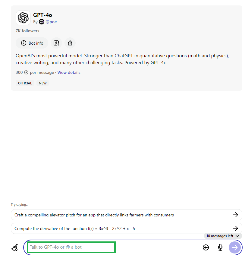 Open Poe chat window - GPT-4o tunisia